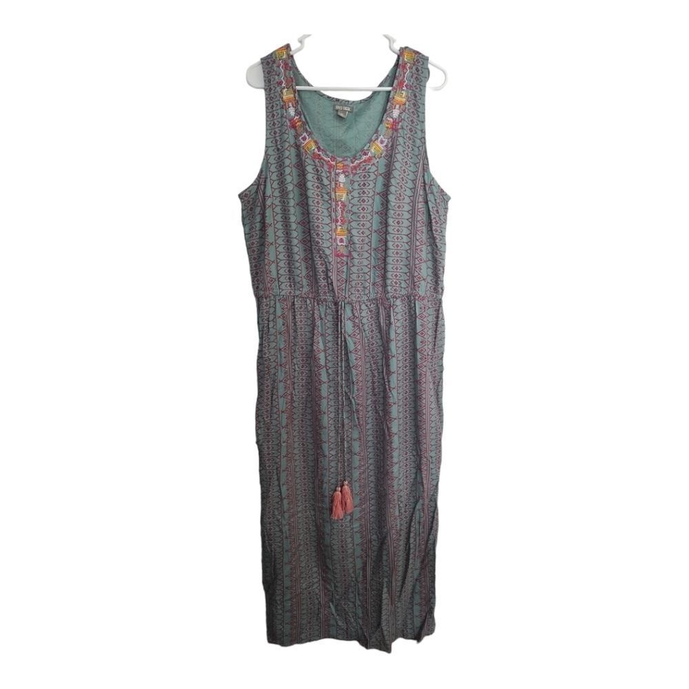 Falls Creek Embroidered Maxi‎ Boho Aztec Casual Beach Vacation Dress Sz 1X